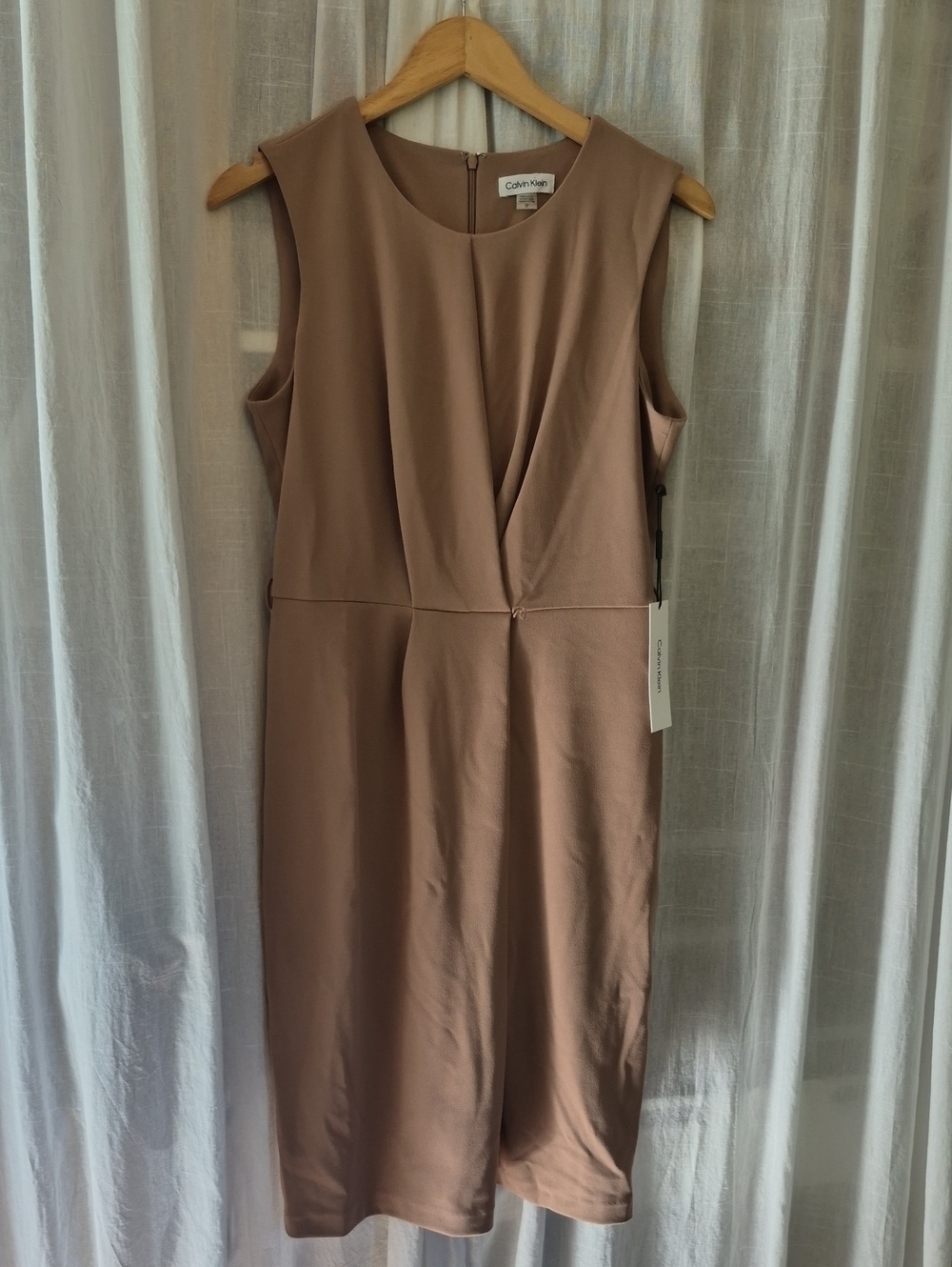 Calvin Klein Taupe Midi Sheath Dress
